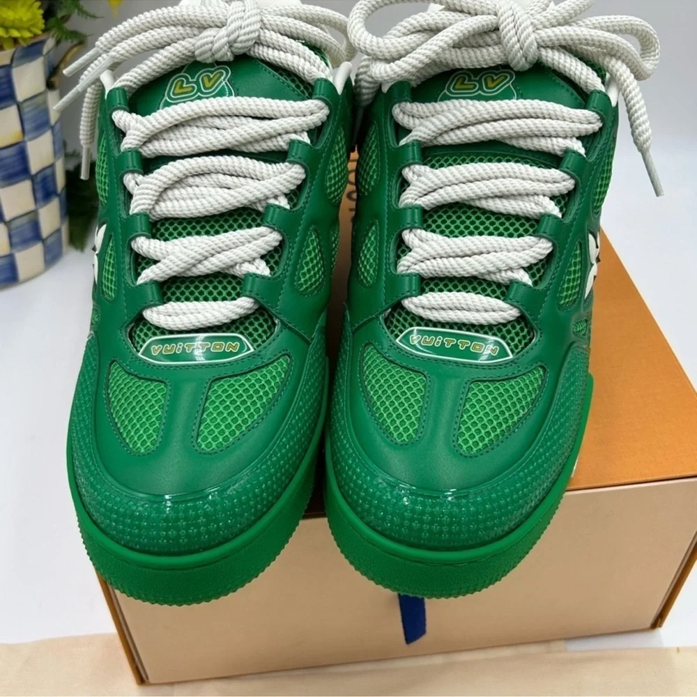 Men’s Louis Vuitton green skate sneakers size 10 fits 12 US made in Italy